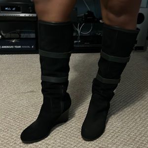 Belted Tall Wedge Boot